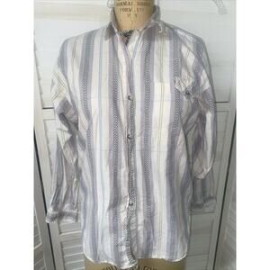 Jessica Scott Vintage Ladies Button Front Long Sleeve Shirt Striped Sz 10 Medium
